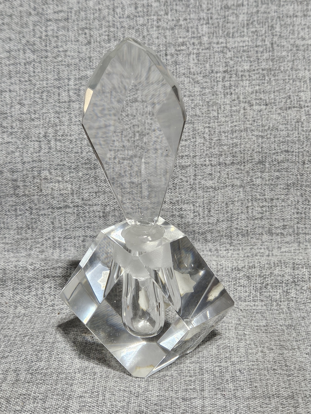 Crystal Glass Perfume Bottle - Clear Hand Cut Japan